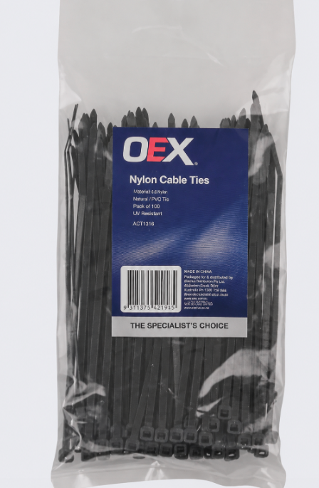 OEX Nylon Cable Ties 3.6x150mm 100 Pack