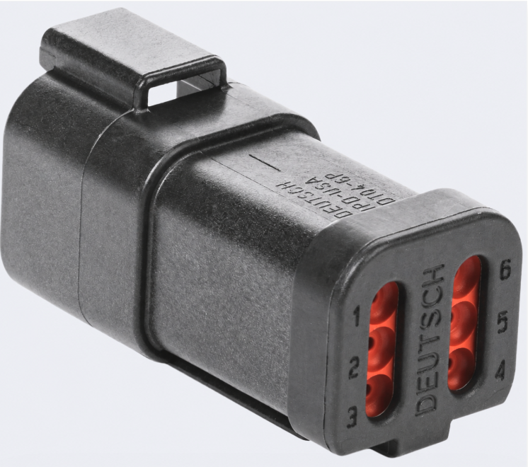 Deutsch HD Series 6-Way Receptacle Housing – Black