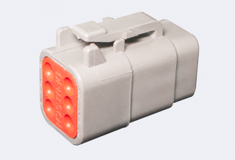 Deutsch DTM Series 6-Pin Mini Plug Housing – Takes Sockets